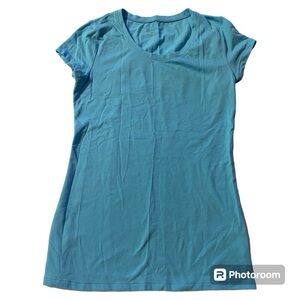 No Boundaries Tee Women’s Small Turquoise Blue T-shirt Cap Sleeve Scoop Neck 3/5